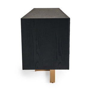 VIG Furniture Tasha Matte Black Ash Buffet With Brushed Gold Legs — 79" Modern Sideboard, Adjustable Storage VGVCG2308-BUF