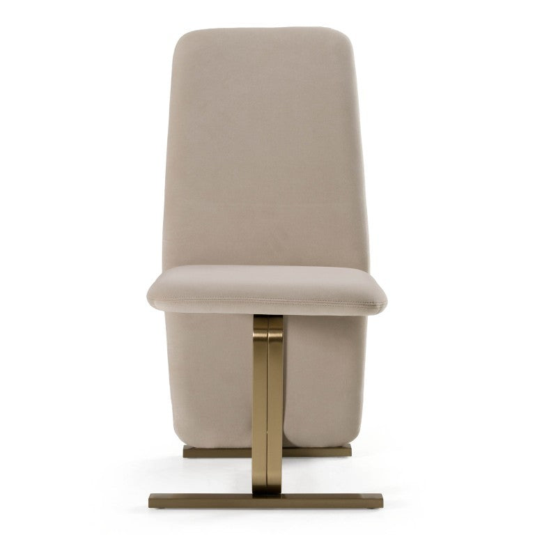 VIG Furniture Tasha Light Beige-Grey Velvet Dining Chairs (Set Of 2) — Plush Foam Seats, Brushed Brass Base, No Assembly VGVC-B2133-LTGRY