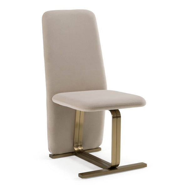 VIG Furniture Tasha Light Beige-Grey Velvet Dining Chairs (Set Of 2) — Plush Foam Seats, Brushed Brass Base, No Assembly VGVC-B2133-LTGRY