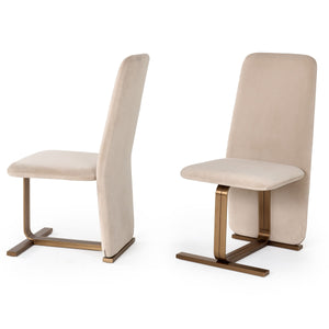 VIG Furniture Modrest Tasha - Modern Light Beige Grey Velvet + Brushed Brass Dining Chair (Set of 2) VGVC-B2133-LTGRY
