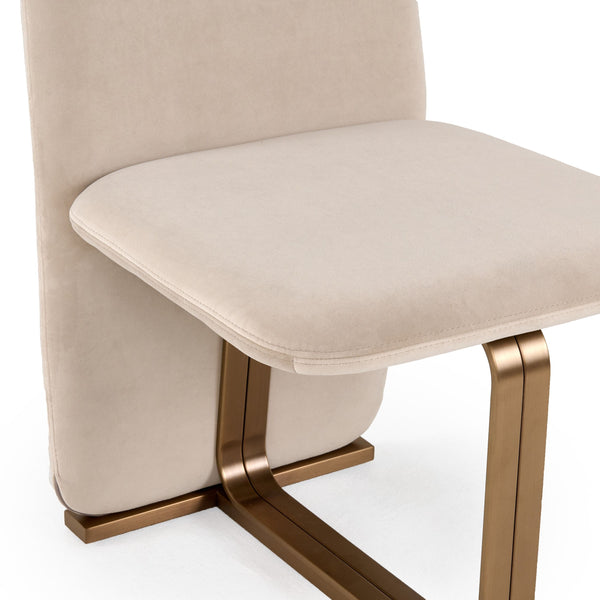 VIG Furniture Modrest Tasha - Modern Light Beige Grey Velvet + Brushed Brass Dining Chair (Set of 2) VGVC-B2133-LTGRY