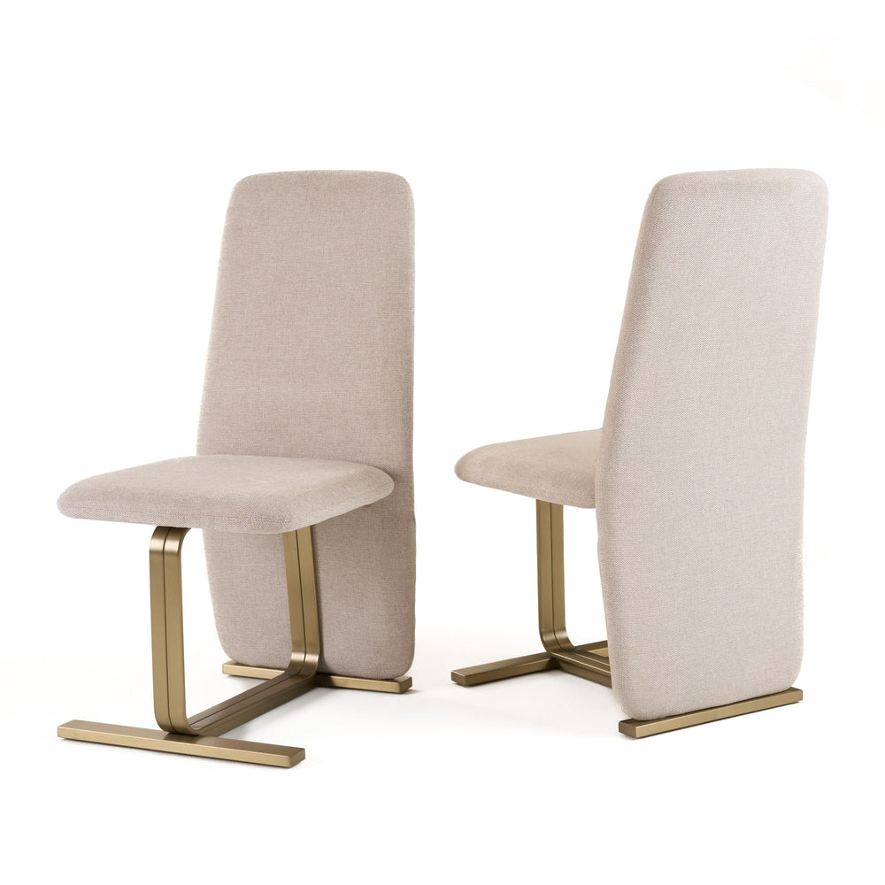 VIG Furniture Modrest Tasha - Modern Beige Linen + Brushed Brass Dining Chair (Set of 2) VGVC-B2133-BGELN