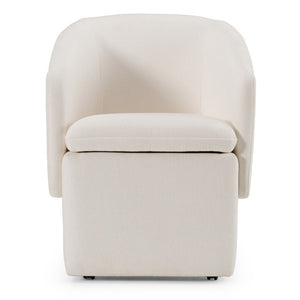 VIG Furniture Tassell Modern Ivory Fabric Chair With Plush Cushion, Curved Arms & Smooth Caster Wheels For Versatile Seating Off-White Dining Chair VGKK-KF.Y2219-IVY