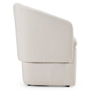VIG Furniture Tassell Modern Ivory Fabric Chair With Plush Cushion, Curved Arms & Smooth Caster Wheels For Versatile Seating Off-White Dining Chair VGKK-KF.Y2219-IVY