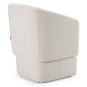VIG Furniture Tassell Modern Ivory Fabric Chair With Plush Cushion, Curved Arms & Smooth Caster Wheels For Versatile Seating Off-White Dining Chair VGKK-KF.Y2219-IVY