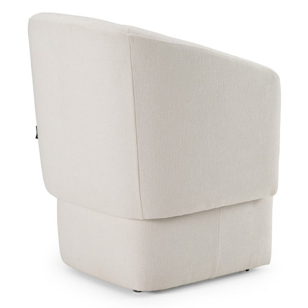 VIG Furniture Tassell Modern Ivory Fabric Chair With Plush Cushion, Curved Arms & Smooth Caster Wheels For Versatile Seating Off-White Dining Chair VGKK-KF.Y2219-IVY