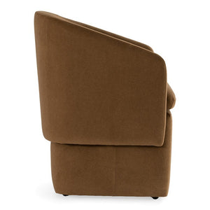 VIG Furniture Tassell Modern Ivory Fabric Chair With Plush Cushion, Curved Arms & Smooth Caster Wheels For Versatile Seating Brown Dining Chair VGKK-KF.Y2219-BRN