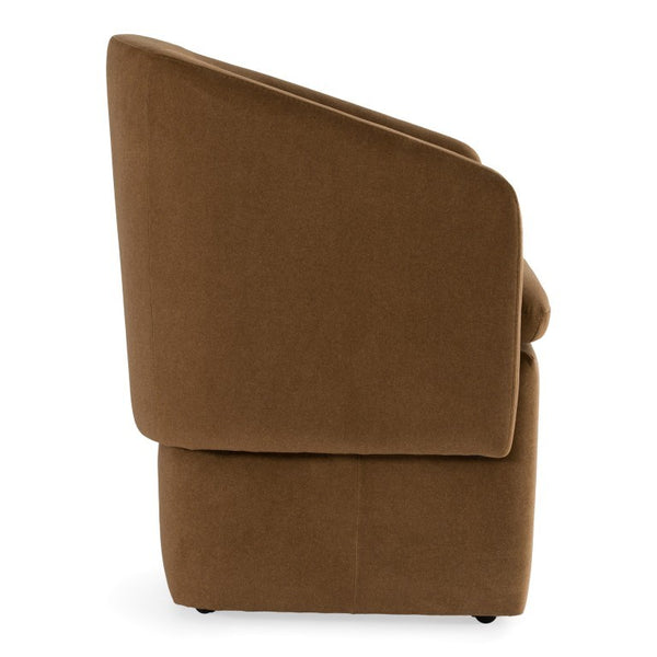 VIG Furniture Tassell Modern Ivory Fabric Chair With Plush Cushion, Curved Arms & Smooth Caster Wheels For Versatile Seating Brown Dining Chair VGKK-KF.Y2219-BRN