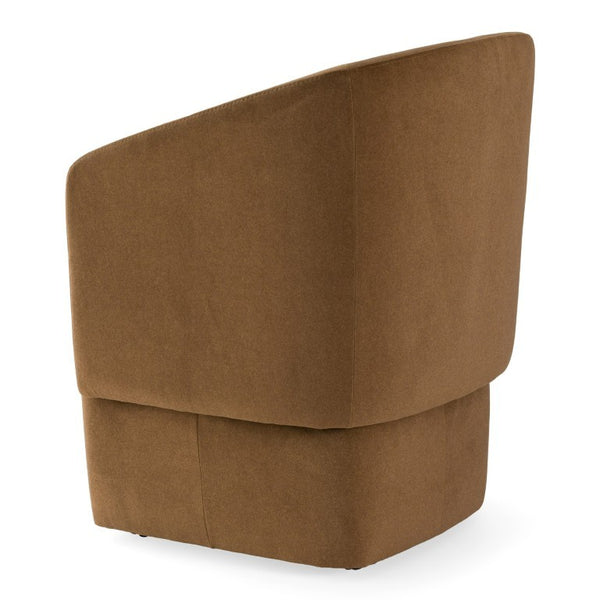 VIG Furniture Tassell Modern Ivory Fabric Chair With Plush Cushion, Curved Arms & Smooth Caster Wheels For Versatile Seating Brown Dining Chair VGKK-KF.Y2219-BRN