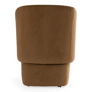 VIG Furniture Tassell Modern Ivory Fabric Chair With Plush Cushion, Curved Arms & Smooth Caster Wheels For Versatile Seating Brown Dining Chair VGKK-KF.Y2219-BRN