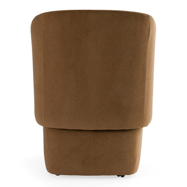 VIG Furniture Tassell Modern Ivory Fabric Chair With Plush Cushion, Curved Arms & Smooth Caster Wheels For Versatile Seating Brown Dining Chair VGKK-KF.Y2219-BRN