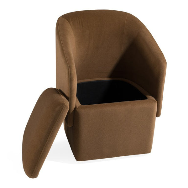 VIG Furniture Tassell Modern Ivory Fabric Chair With Plush Cushion, Curved Arms & Smooth Caster Wheels For Versatile Seating Brown Dining Chair VGKK-KF.Y2219-BRN