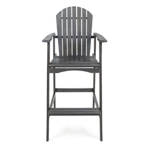English Elm Outdoor Solid Acacia Wood Adirondack Barstools Set of 2 for Patio Deck Entertaining 61680.00DGRY