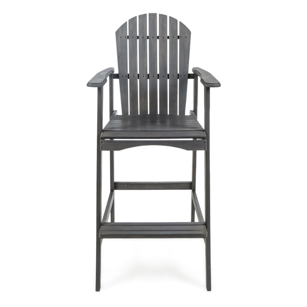 English Elm Outdoor Solid Acacia Wood Adirondack Barstools Set of 2 for Patio Deck Entertaining 61680.00DGRY