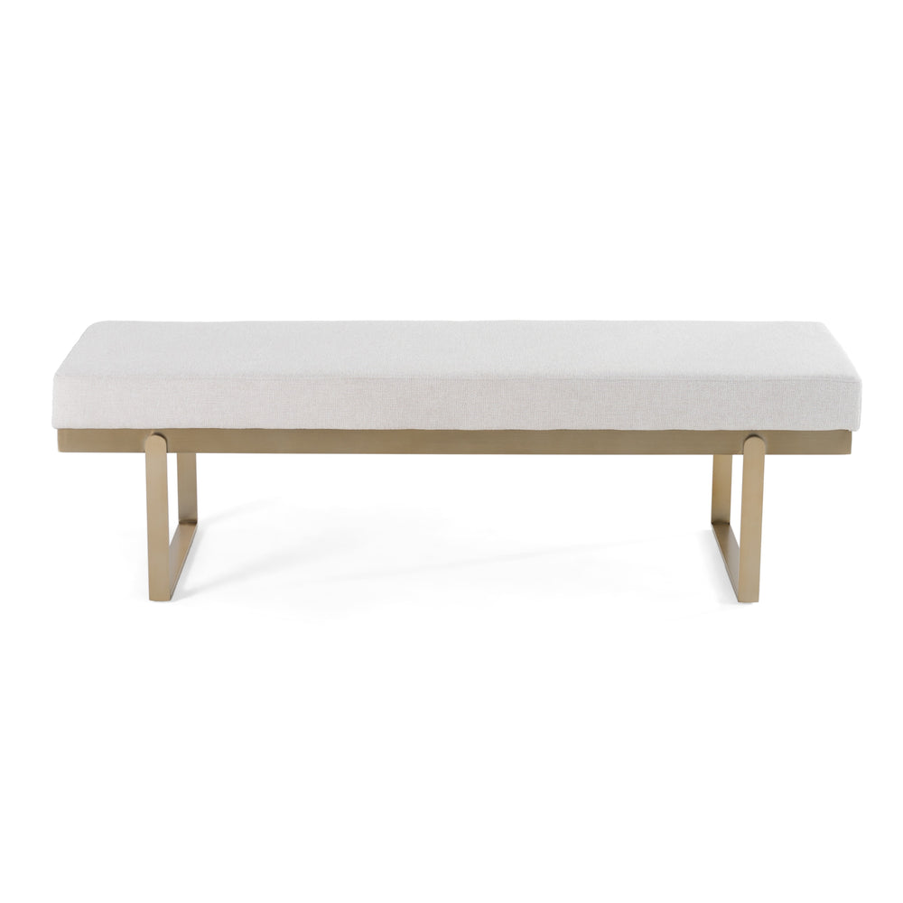Vig Furniture Modrest Tatum - Luxurious Off-white Fabric Dining Bench With Antique Brass Frame For Modern Elegance Off,White  Vgga-8671be-off