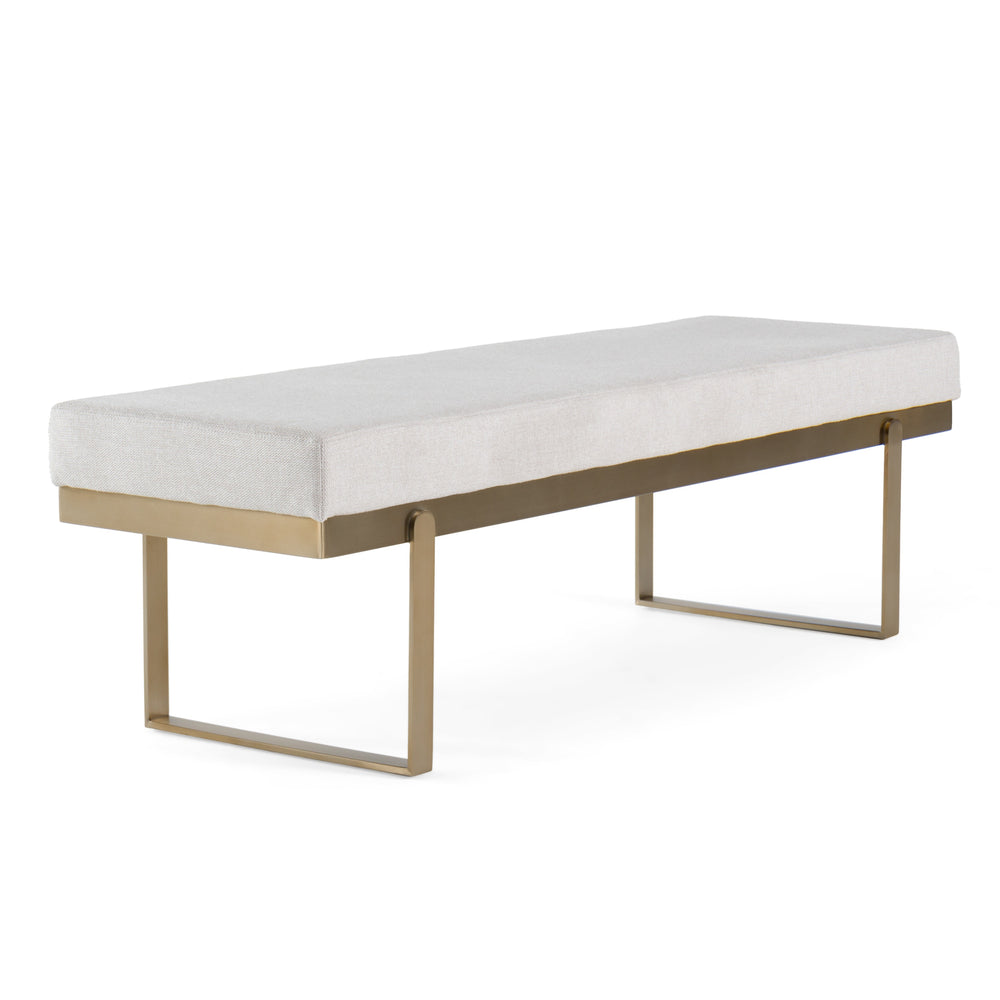 Vig Furniture Modrest Tatum - Luxurious Off-white Fabric Dining Bench With Antique Brass Frame For Modern Elegance Off,White  Vgga-8671be-off