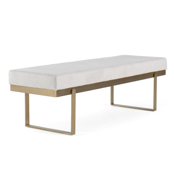 Vig Furniture Modrest Tatum - Luxurious Off-white Fabric Dining Bench With Antique Brass Frame For Modern Elegance Off,White  Vgga-8671be-off