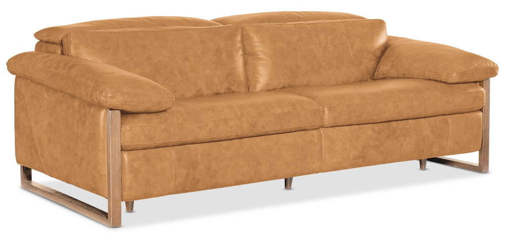 Hooker Furniture Jericho Oversized Power Sofa In Dallas Toffee Leather With Sleigh Frame, Usb & Power Headrest 43.20 L x 89.30W x 32.20H SS461-PH025-087