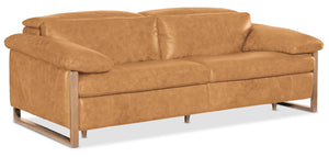Hooker Furniture Jericho Oversized Power Sofa In Dallas Toffee Leather With Sleigh Frame, Usb & Power Headrest 43.20 L x 89.30W x 32.20H SS461-PH025-087