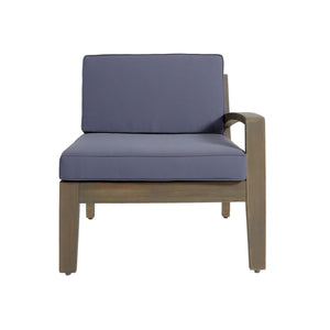 English Elm Grenada Acacia Hardwood Outdoor Sectional with Water Resistant Cushions Patio Set 63702.00GDGRY