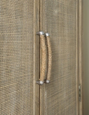 Hooker Furniture Surfrider Coastal Wardrobe With Pecan Veneer & Rattan Doors, Driftwood Finish, Distressed Beach Charm 6015-90013-80