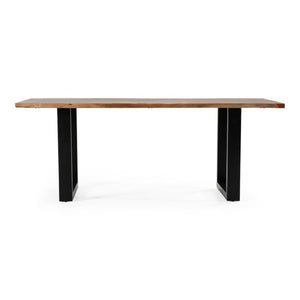 VIG Furniture Taylor 79" Live Edge Acacia Dining Table With Black U-Frame Legs, Rustic Grain, Seats 6 Elegantly VGEDPRO220001