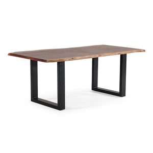 VIG Furniture Taylor 79" Live Edge Acacia Dining Table With Black U-Frame Legs, Rustic Grain, Seats 6 Elegantly VGEDPRO220001