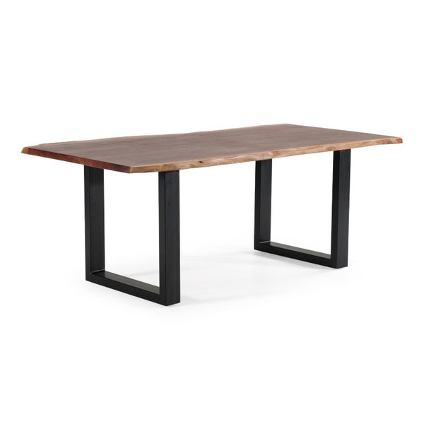 VIG Furniture Taylor 79" Live Edge Acacia Dining Table With Black U-Frame Legs, Rustic Grain, Seats 6 Elegantly VGEDPRO220001