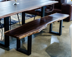 VIG Furniture Taylor Live Edge Acacia Bench 79" — Hand-Finished 1.5" Solid Wood Top, Black U-Legs, Modern Rustic Seating VGEDPRO220002
