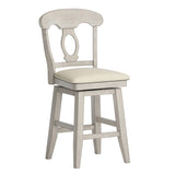 Homelegance By Top-Line Juliette Napoleon Back Counter Height Wood Swivel Chair White Rubberwood