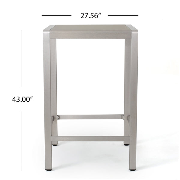 English Elm 43" Outdoor Tempered Glass Top Aluminum Bar Table Powder-coated for Patio Use 60013.00