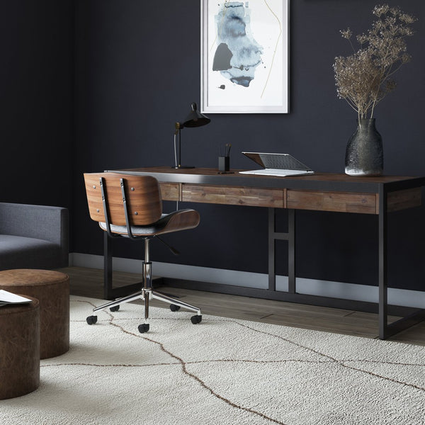 English Elm Erina Large Rustic Desk - Handcrafted Acacia With Sturdy Metal Frame & Flip-Down Keyboard Tray B136P158629