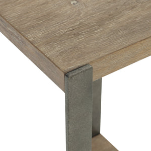 Bernhardt Bernhardt Tribeca Wire-Brushed Oak Accent Table With Textured Steel Supports And Lower Shelf Storage 333123