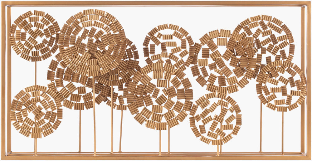 Surya Tamba Rustic Dimensional Wall Art - 15"H X 29"W Accents For Stylish Home Décor & Easy Care Main, Metallic ,Gold,Frame, Iron,Polystyrene Tba001-1529