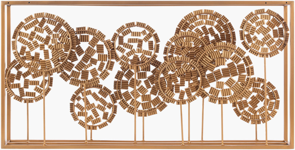 Surya Tamba Rustic Dimensional Wall Art - 15"H X 29"W Accents For Stylish Home Décor & Easy Care Main, Metallic ,Gold,Frame, Iron,Polystyrene Tba001-1529