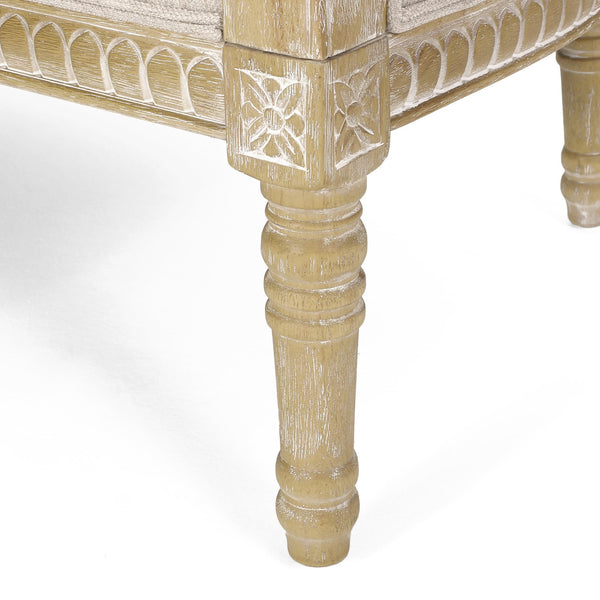English Elm Loveseat French Country Style Turned Legs Padded Upholstery Compact Sitting Room Sofa 71063.00BGE