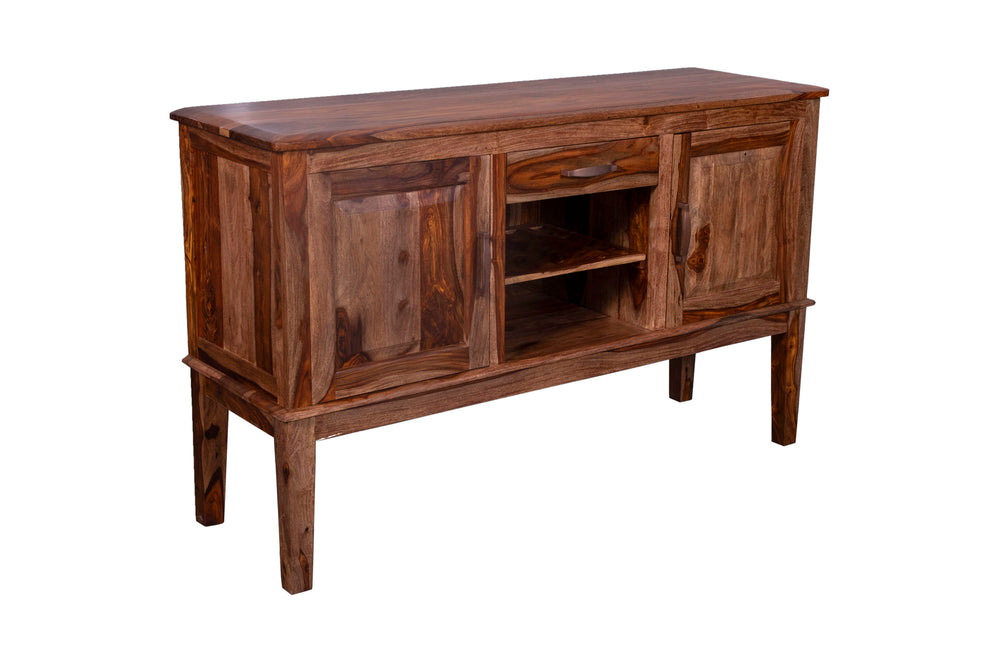 Porter Designs Porter Sonora Solid Sheesham Wood Sideboard - Handcrafted Elegance With Rich Color & Beveling Design Brown Wood 07-196-06-9740