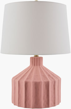 Surya Tibida Elegant Ceramic Table Lamp With Linen Shade - 23" Height, Perfect For Home Decor Accent Body, Pink,Shade, White,Finial, Metallic ,Brass,Harp, Metallic ,Gold,Cord, Translucent Ceramic,Linen,Linen,Linen,Plastic,Iron Tbd-001
