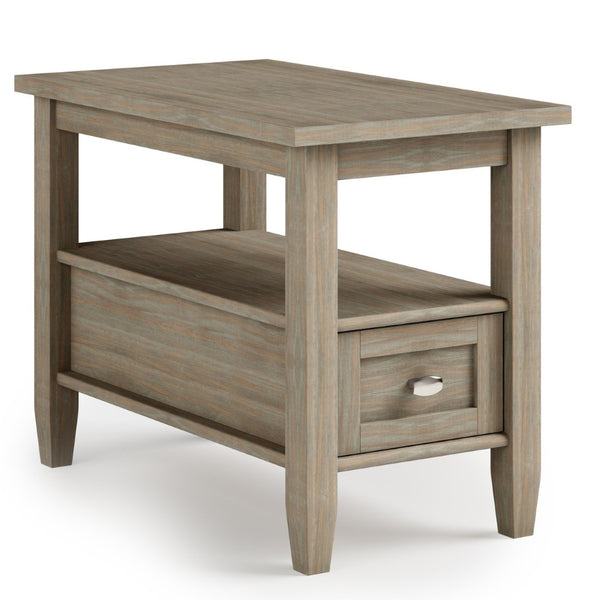 English Elm Warm Solid Wood 14" Wide Transitional Side Table In Distressed Grey - Ideal For Small Spaces & Storage B136P159661-GIGA