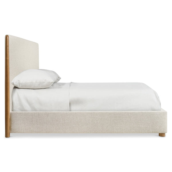 Bernhardt Bernhardt Brasea Upholstered Panel Bed Mahogany Wood Posts Modern Retro Bedroom King K2298