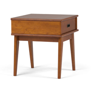 English Elm Draper Mid Century End Table In Teak Brown - Stylish Storage & Versatile Design For Any Space B136P158148