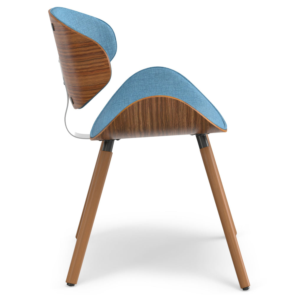 English Elm Marana Dining Chair - Mid-Century Modern Design In Rich Blue Upholstery With Walnut Frame B136P158912