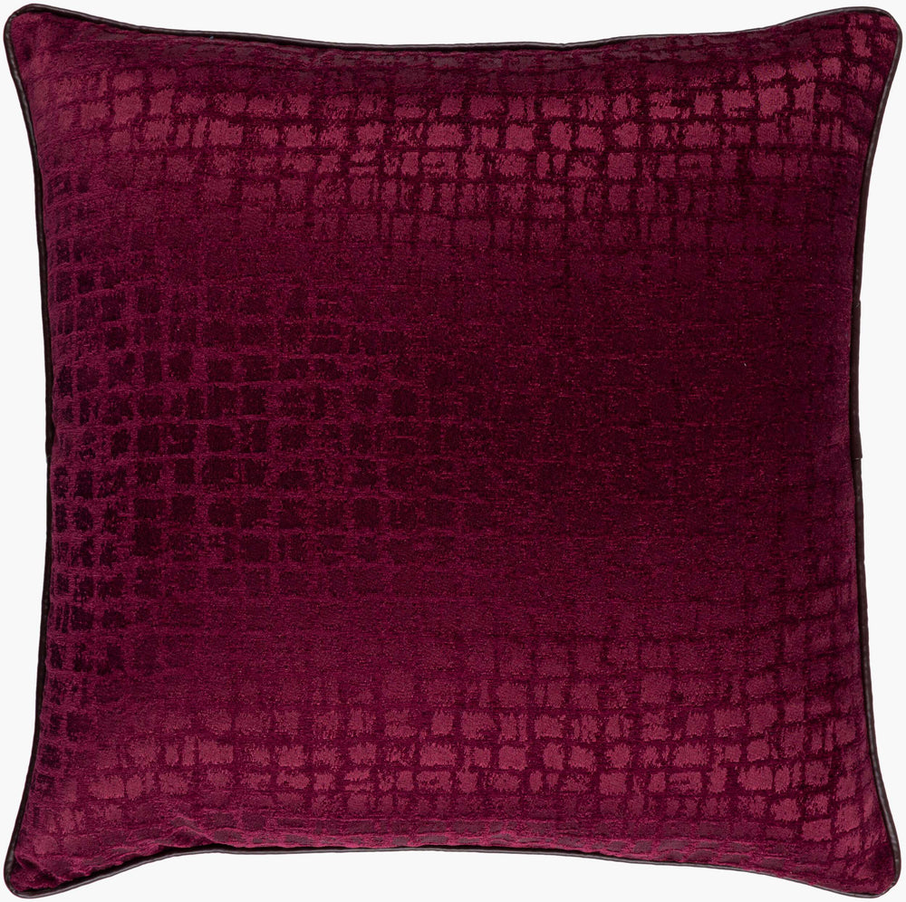 Surya Tambi 18"X18" Durable Accent Pillow – Modern Design, Woven Charm, Ideal For Home Decor Refresh Burgundy Polyester,Cotton Tbi003-2020d