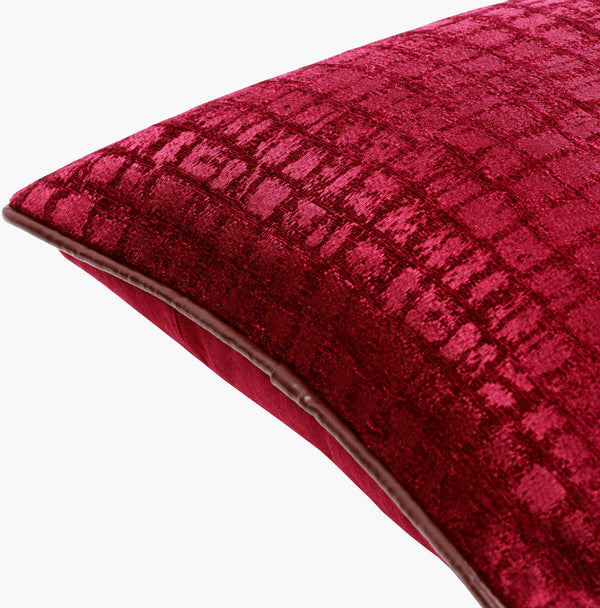 Surya Tambi 13"L X 20"W Lumbar Pillow - Modern Woven Design For Durable Comfort & Stylish Home Decor Burgundy Polyester,Cotton Tbi004-1320p