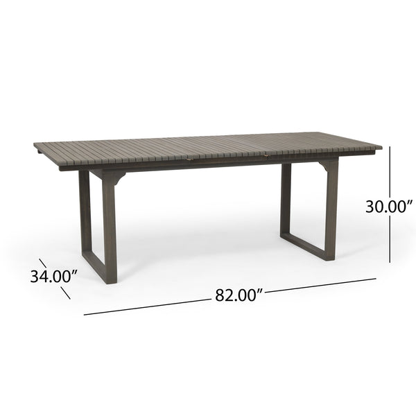 English Elm Outdoor Expandable Acacia Hardwood Dining Table with Slatted Top for Patio Spaces 62908.00GRY