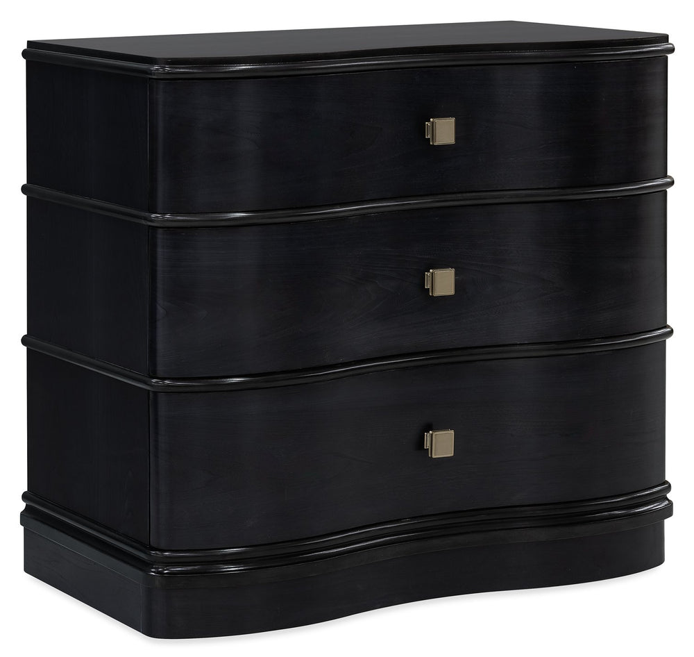 Hooker Furniture Melange Serpentine Three Drawer Accent Chest with Glam Champagne Hardware 628-85766-49