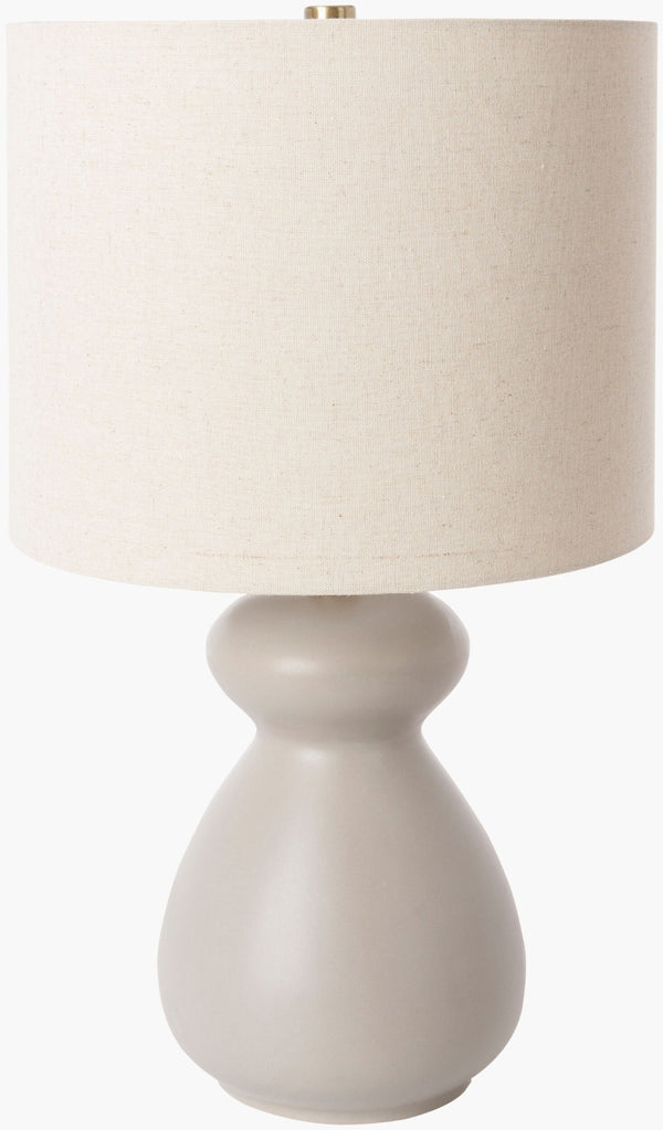 Livabliss Tubular Metal Ceramic Base Table Lamp with Linen Shade for Bedside or Living Room TBL-001
