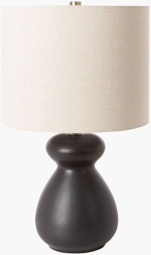 Livabliss Tubular Metal Ceramic Base Accent Lamp with Linen Shade for Bedside or Living Room TBL-002