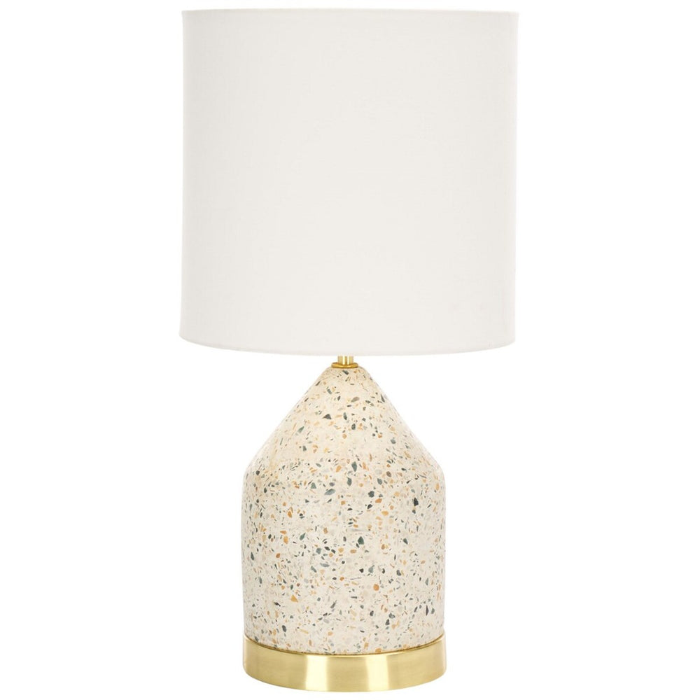 Safavieh Nicolai Bottle, 20 Inch, White Terrazzo/Gold,Terrazo/Iron Table Lam TBL3010A