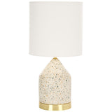 Safavieh Nicolai Bottle, 20 Inch, White Terrazzo/Gold,Terrazo/Iron Table Lam TBL3010A